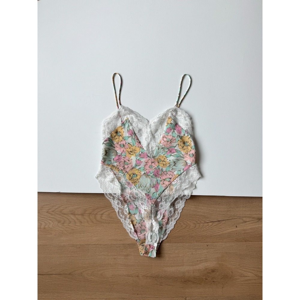 Vintage 90s Victoria's Secret Lingerie Bodysuit Lace Floral Cami Small